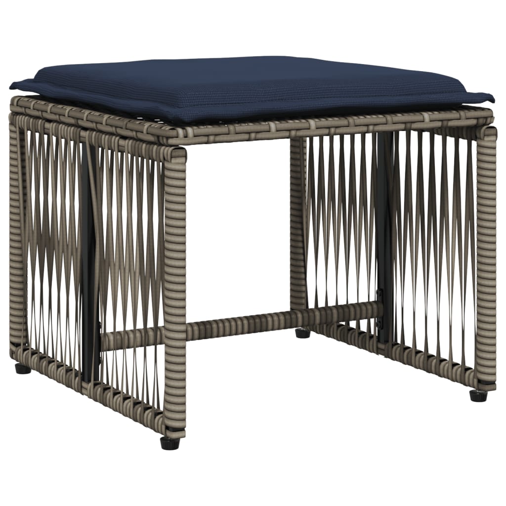 7-delige tuineetset met kussens grijs poly rattan – afbeelding 4