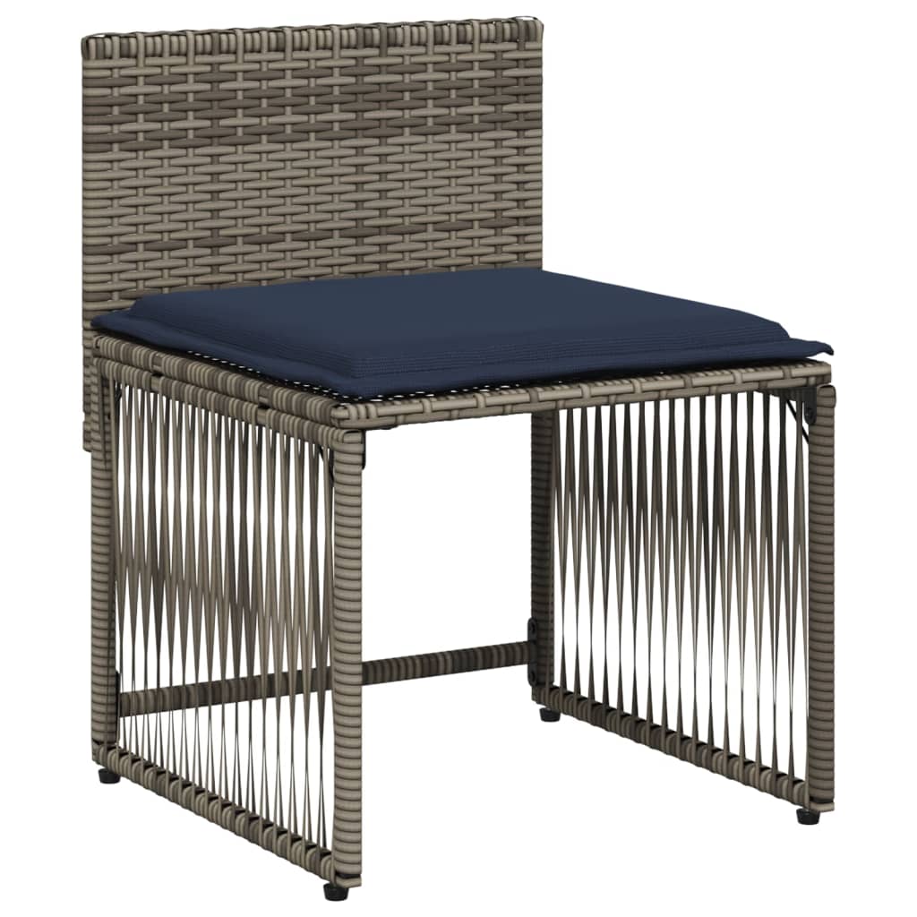 7-delige tuineetset met kussens grijs poly rattan – afbeelding 6