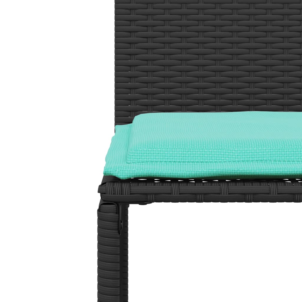 7-delige tuineetset met kussens zwart poly rattan – afbeelding 10