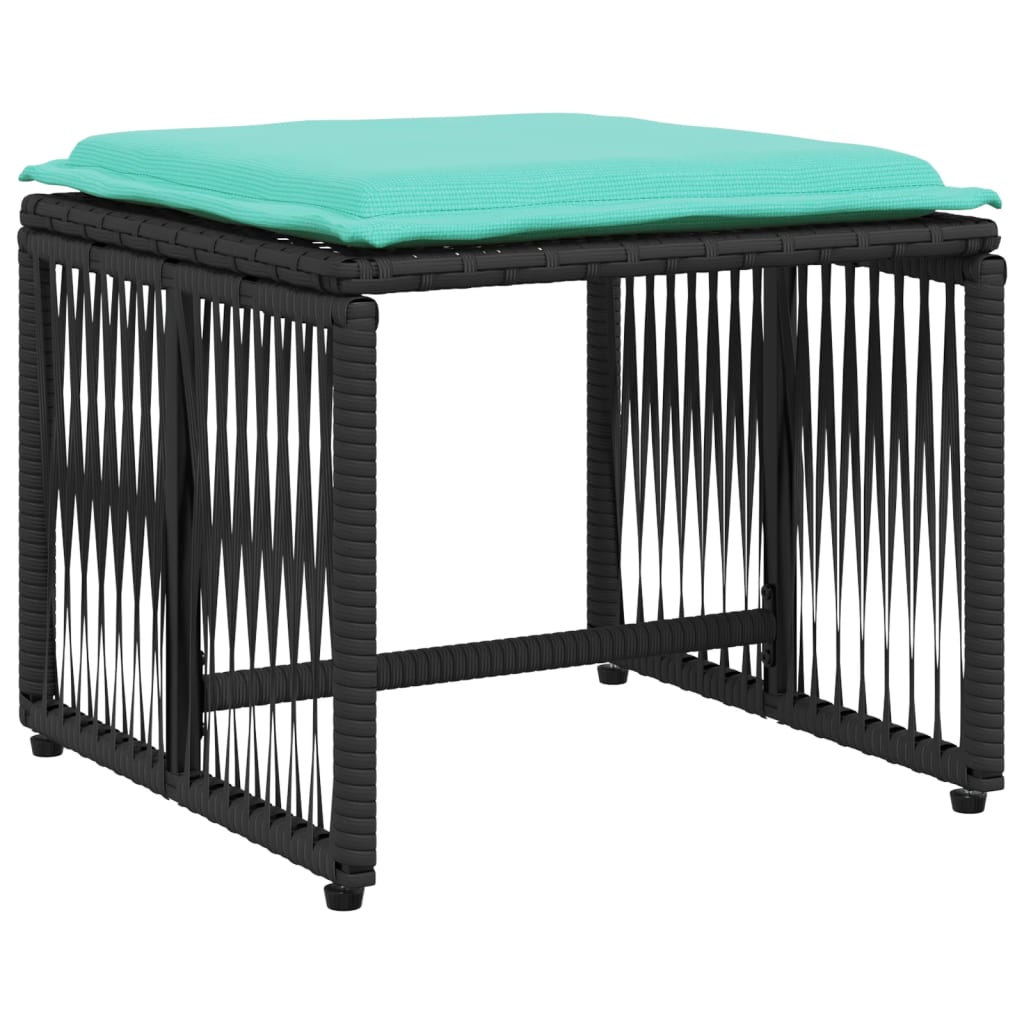 7-delige tuineetset met kussens zwart poly rattan – afbeelding 4