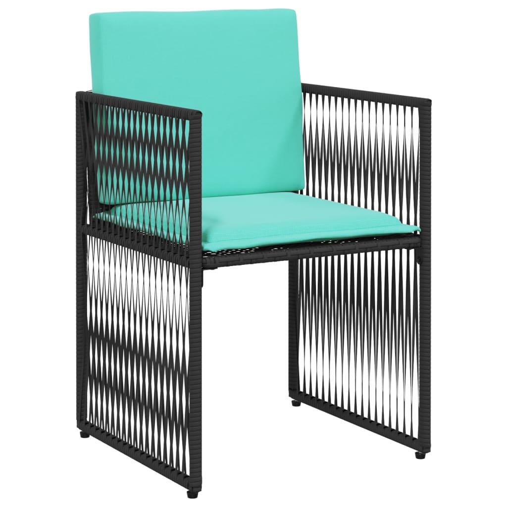 7-delige tuineetset met kussens zwart poly rattan – afbeelding 5