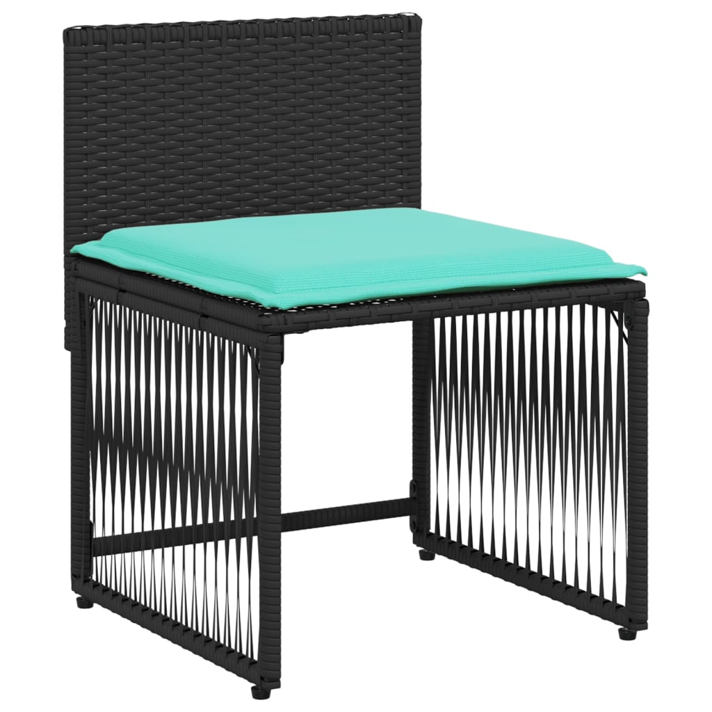 7-delige tuineetset met kussens zwart poly rattan – afbeelding 6