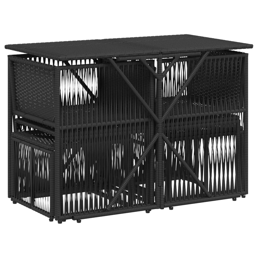 7-delige tuineetset met kussens zwart poly rattan – afbeelding 7