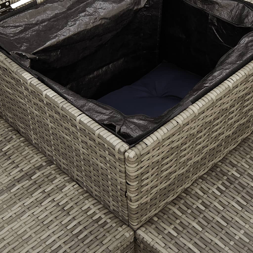 Tuinbank met tafel en kussens L-vormig grijs poly rattan – afbeelding 9