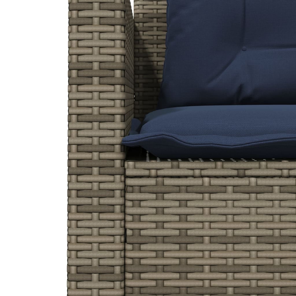 Tuinbank met tafel en kussens L-vormig grijs poly rattan – afbeelding 9