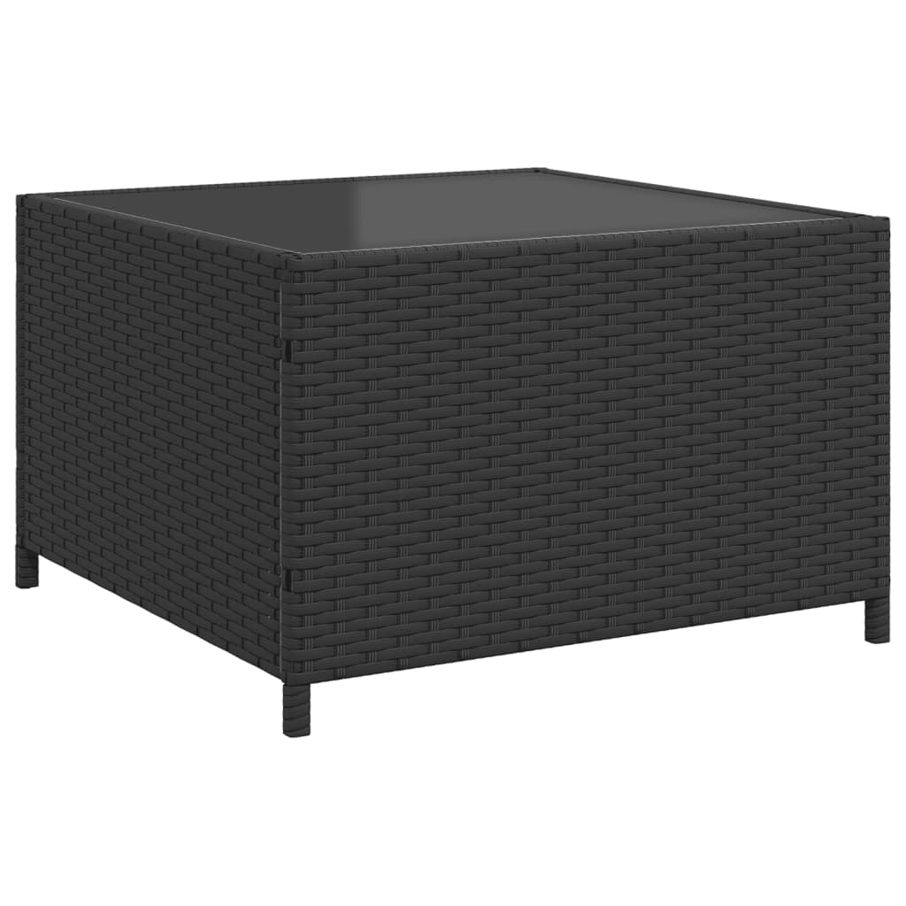 Tuinbank met tafel en kussens L-vormig zwart poly rattan – afbeelding 8