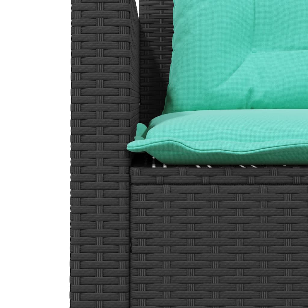 Tuinbank met tafel en kussens L-vormig zwart poly rattan – afbeelding 9
