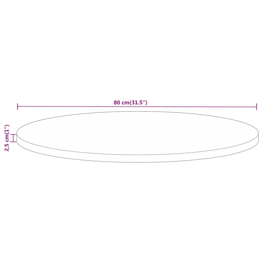 Tafelblad rond Ø 80x2,5 cm massief ruw mangohout – afbeelding 8