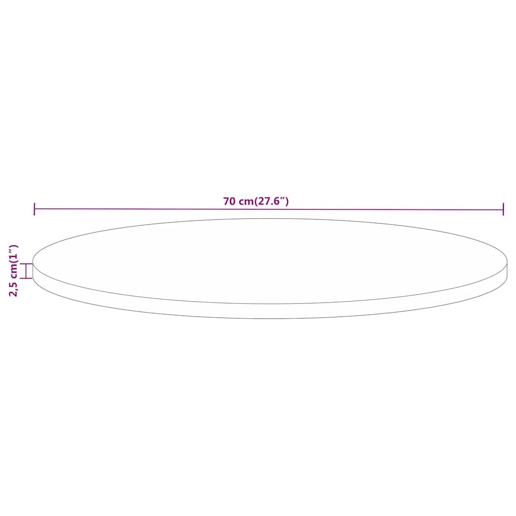 Tafelblad rond Ø 70x2,5 cm massief ruw mangohout – afbeelding 8