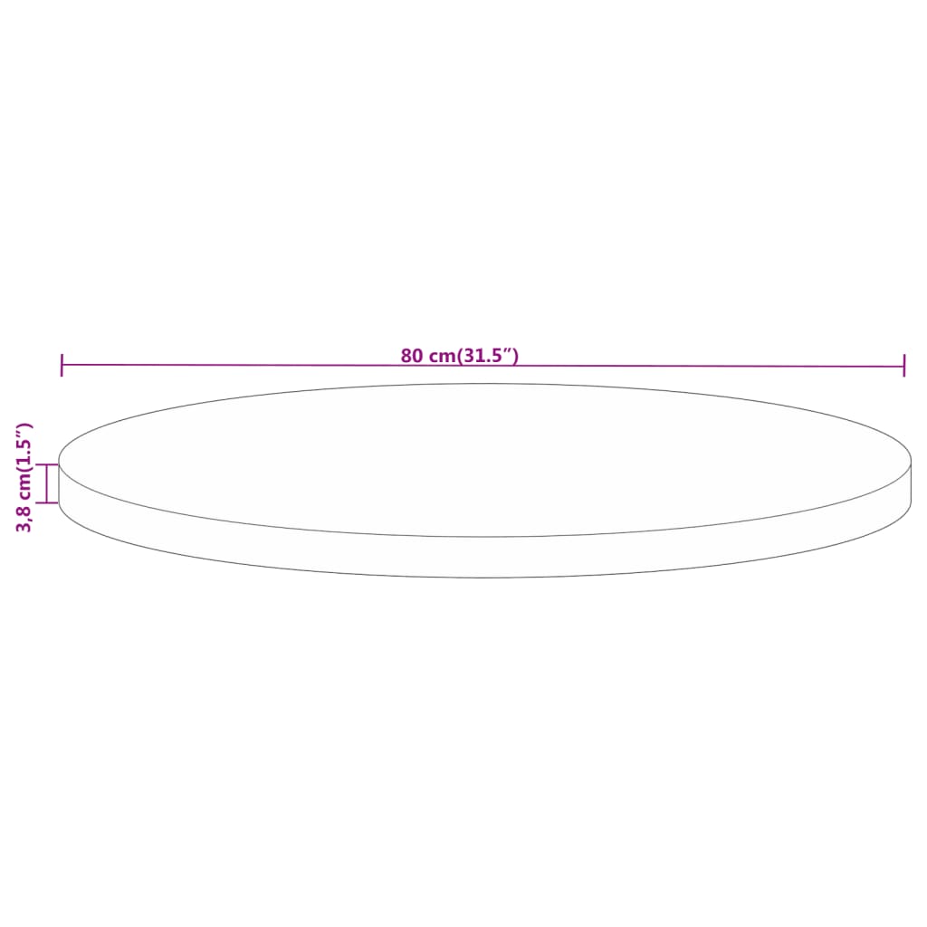 Tafelblad rond Ø 80x3,8 cm massief ruw mangohout – afbeelding 8