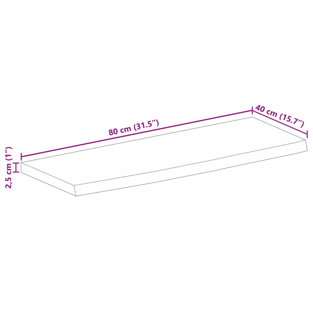 Tafelblad met natuurlijke rand 80x40x2,5 cm massief mangohout – afbeelding 9