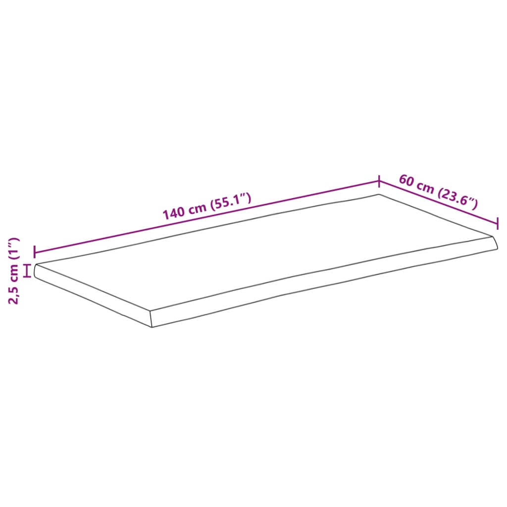 Tafelblad met natuurlijke rand 140x60x2,5 cm massief mangohout – afbeelding 9