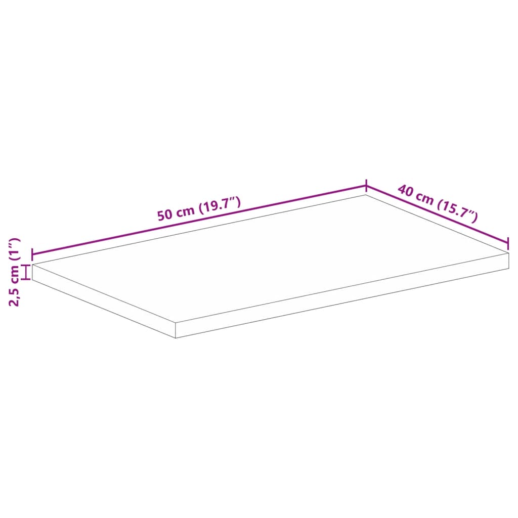 Tafelblad rechthoekig 50x40x2,5 cm massief mangohout – afbeelding 9