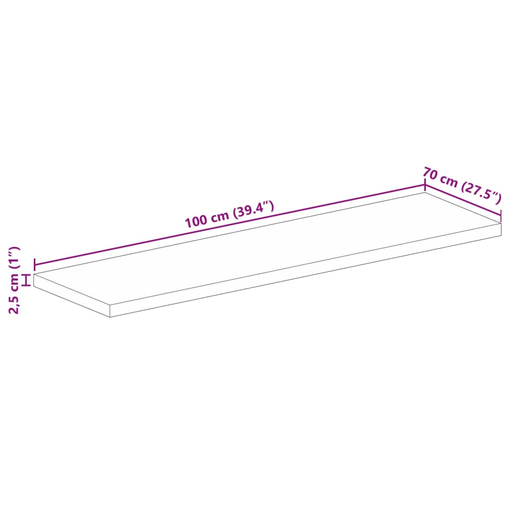 Tafelblad rechthoekig 100x70x2,5 cm massief mangohout – afbeelding 9