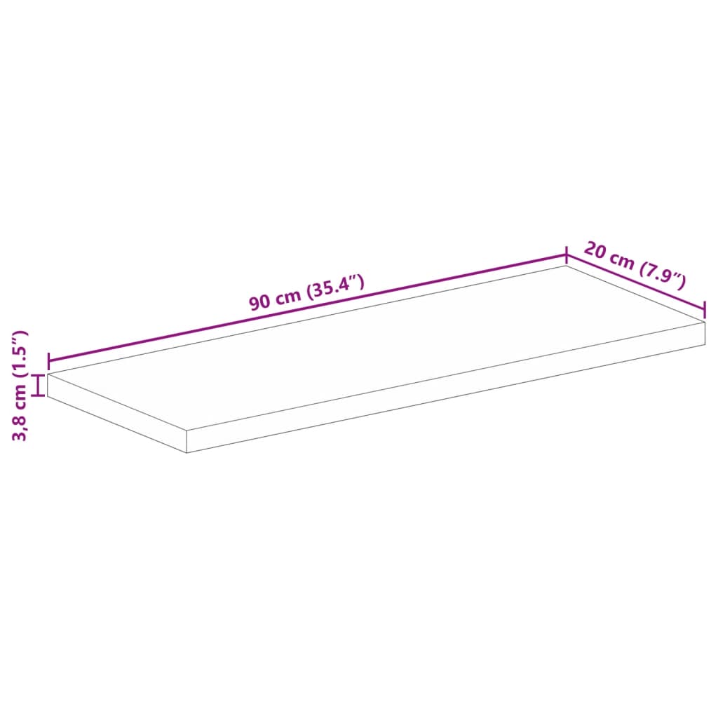 Tafelblad rechthoekig 90x20x3,8 cm massief mangohout – afbeelding 9