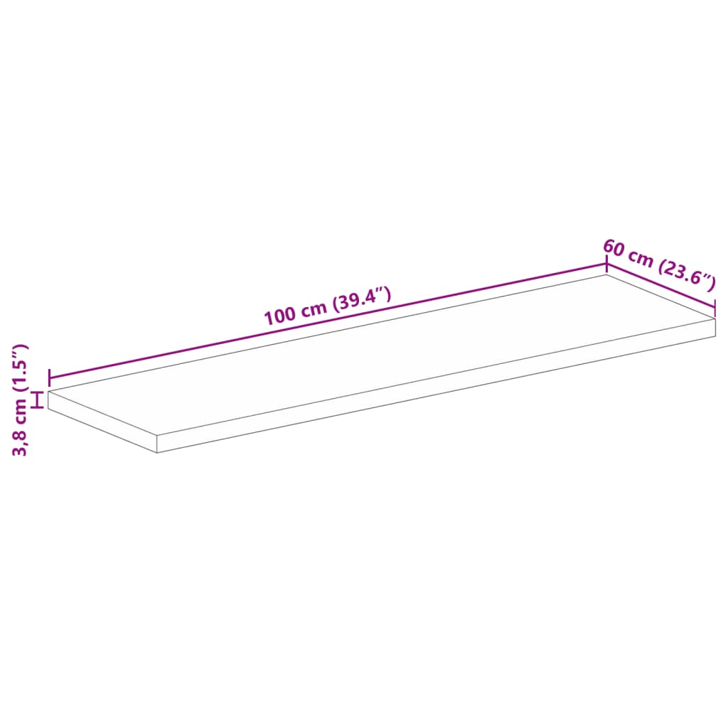 Tafelblad rechthoekig 100x60x3,8 cm massief mangohout – afbeelding 9