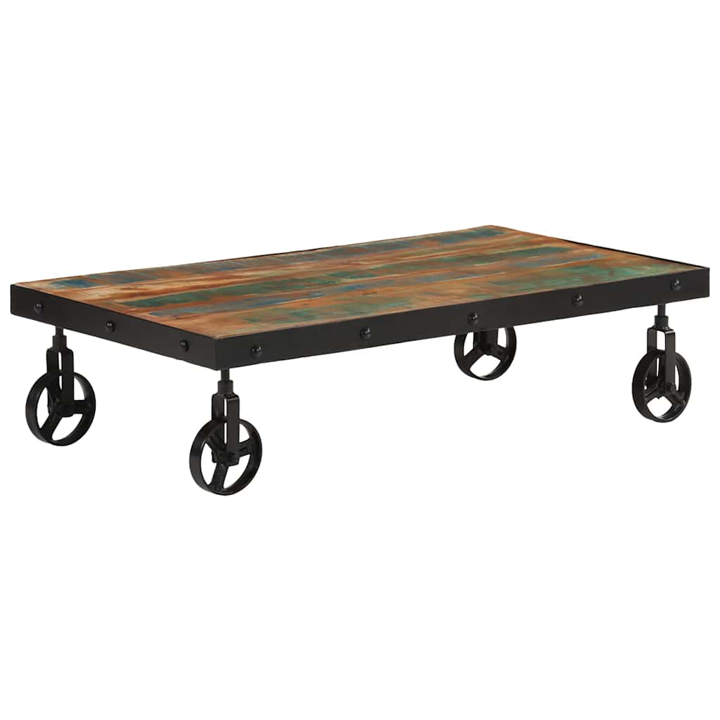 Salontafel met wieltjes 100x55x26 cm massief gerecycled hout