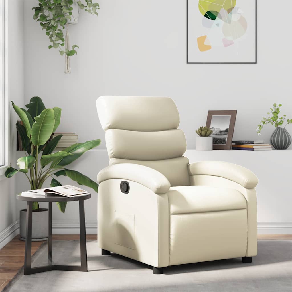 Fauteuil verstelbaar kunstleer crèmekleurig