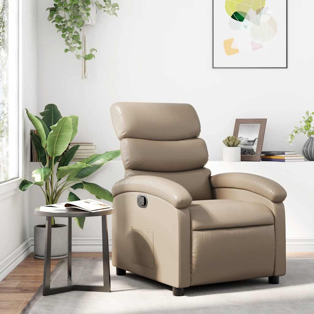 Fauteuil verstelbaar kunstleer cappuccinokleurig