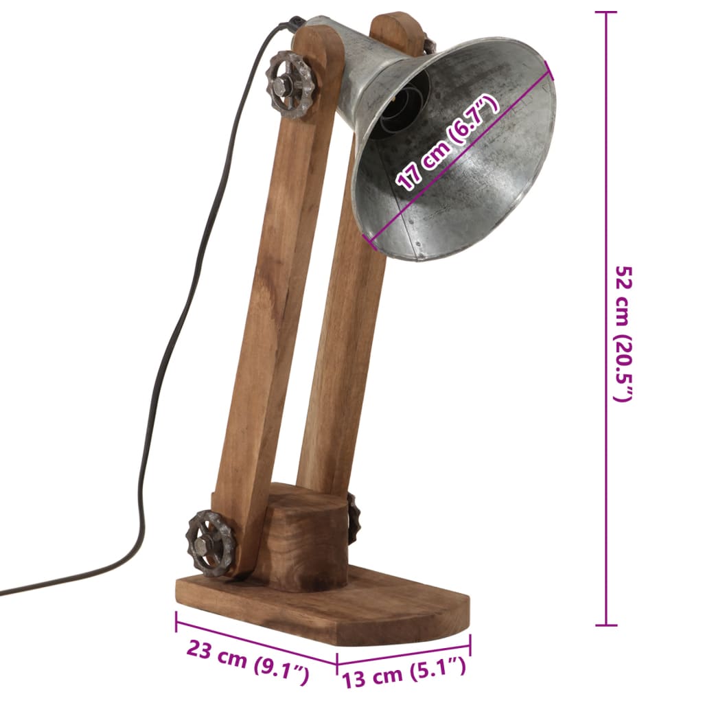 Bureaulamp 25 W E27 23x13x52 cm vintage zilverkleurig – afbeelding 11