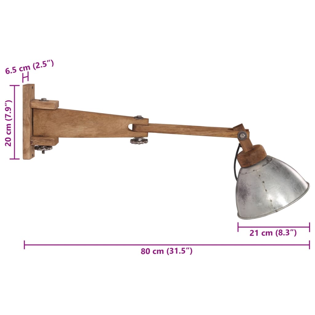 Wandlamp 25 W E27 vintage zilverkleurig – afbeelding 10