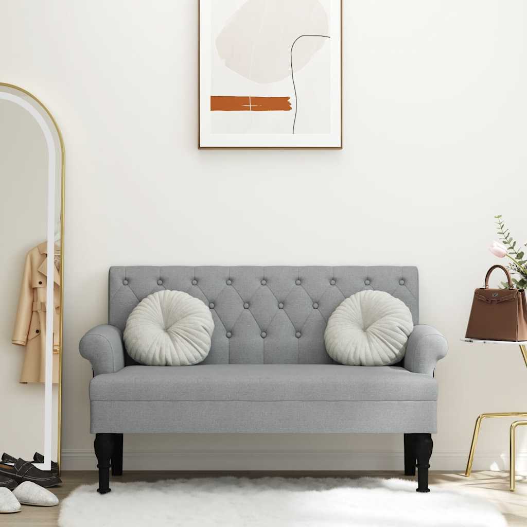 Bankje met rugleuning 120x62x75,5 cm stof lichtgrijs