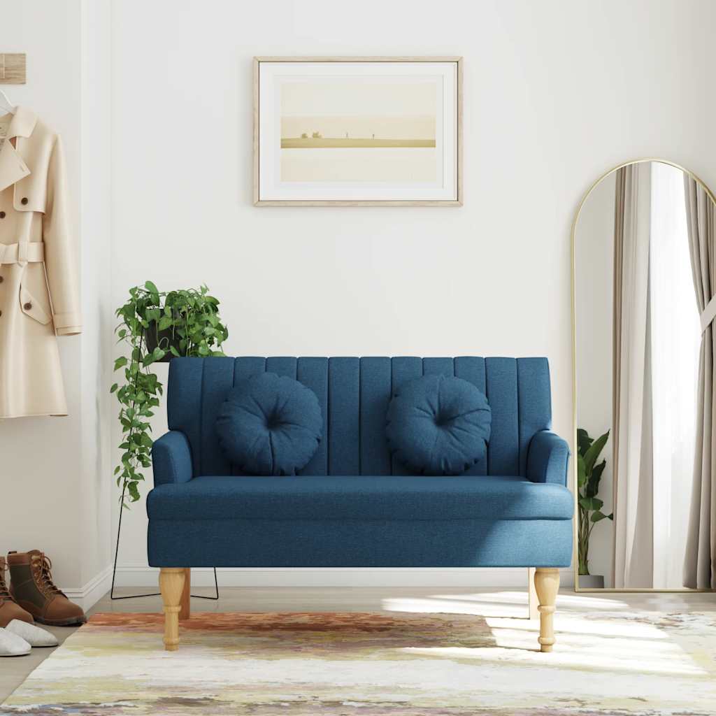Bankje met kussens 113x64,5x75,5 cm stof blauw