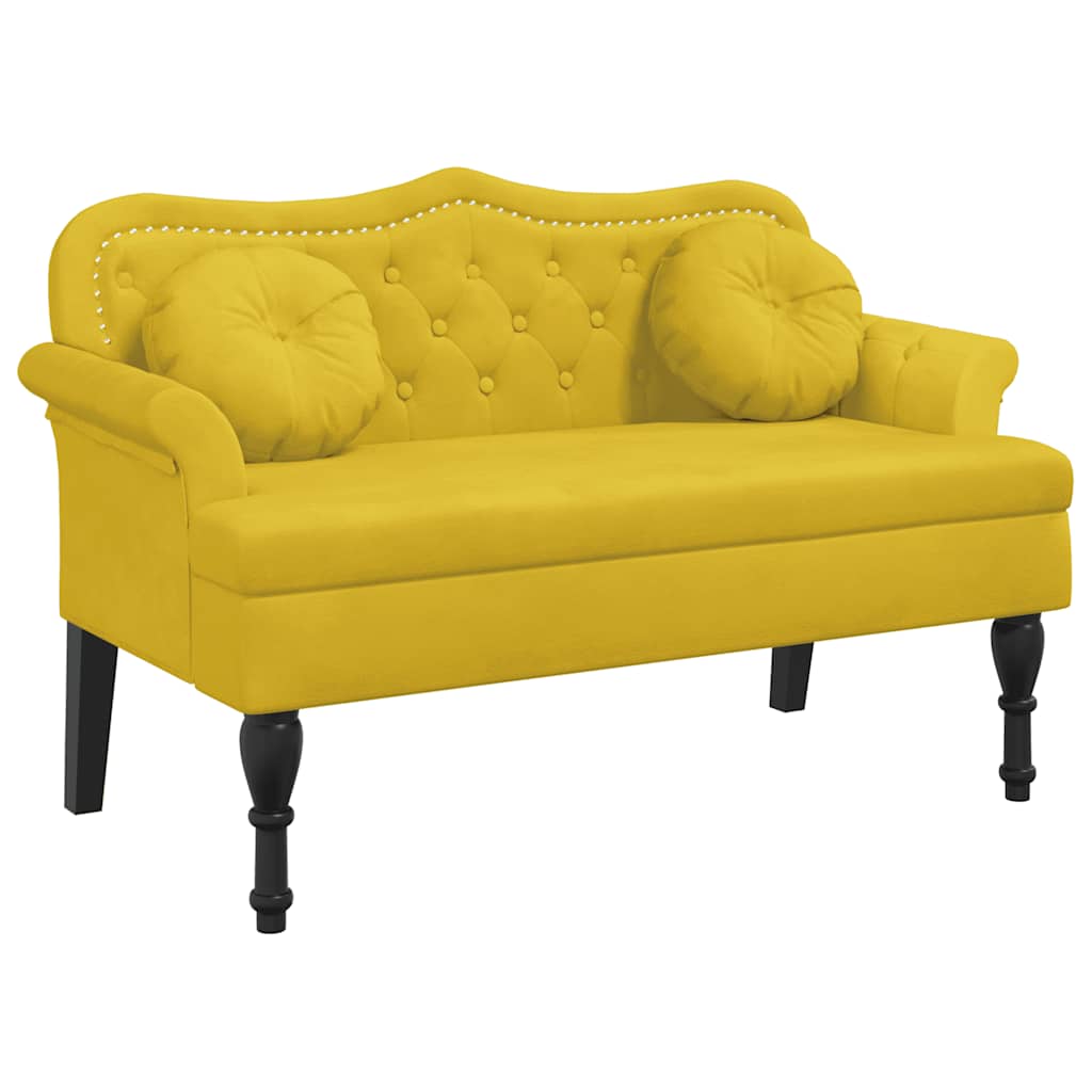 Bankje met kussens 120,5x65x75 cm fluweel geel – afbeelding 2