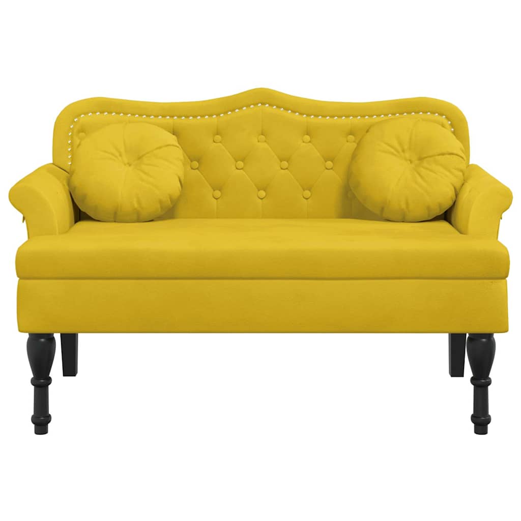 Bankje met kussens 120,5x65x75 cm fluweel geel – afbeelding 3