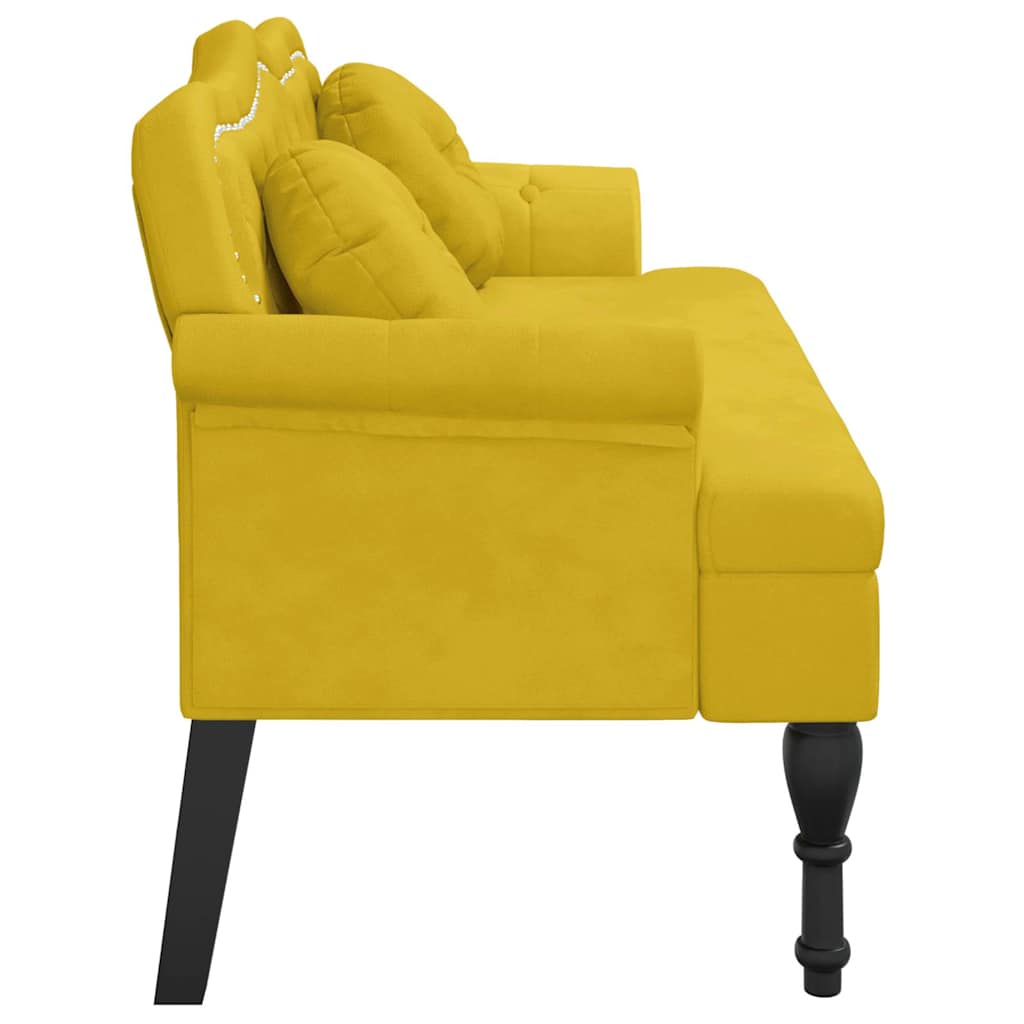 Bankje met kussens 120,5x65x75 cm fluweel geel – afbeelding 4