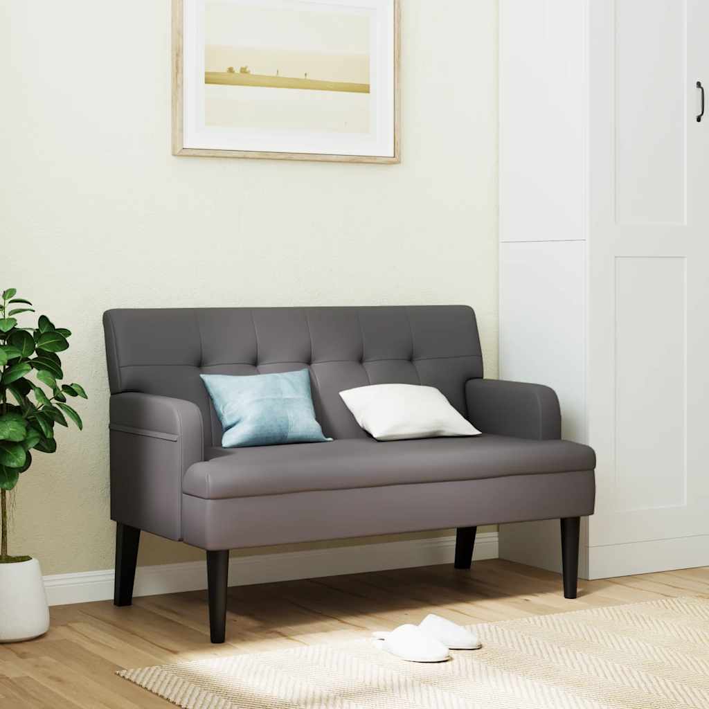Bankje met rugleuning 112x65,5x75 cm kunstleer grijs