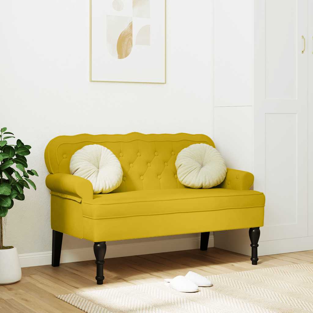 Bankje met rugleuning 119,5x64,5x75 cm fluweel geel