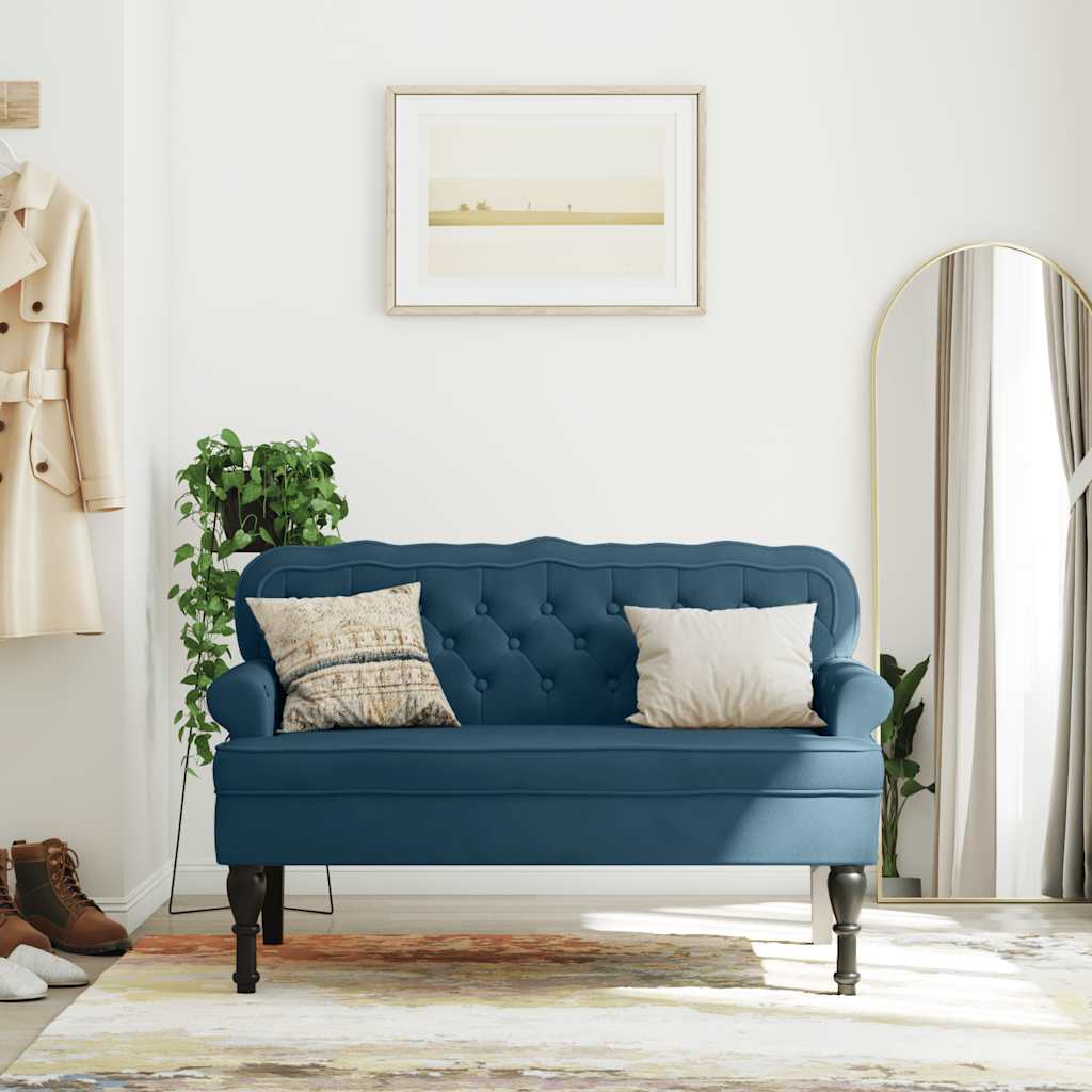Bankje met rugleuning 119,5x64,5x75 cm fluweel blauw