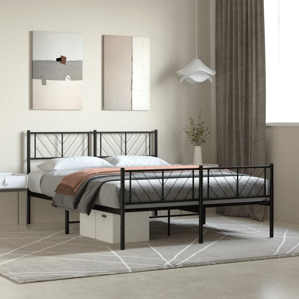 Bedframe met hoofd- en voeteneinde metaal zwart 120x200 cm