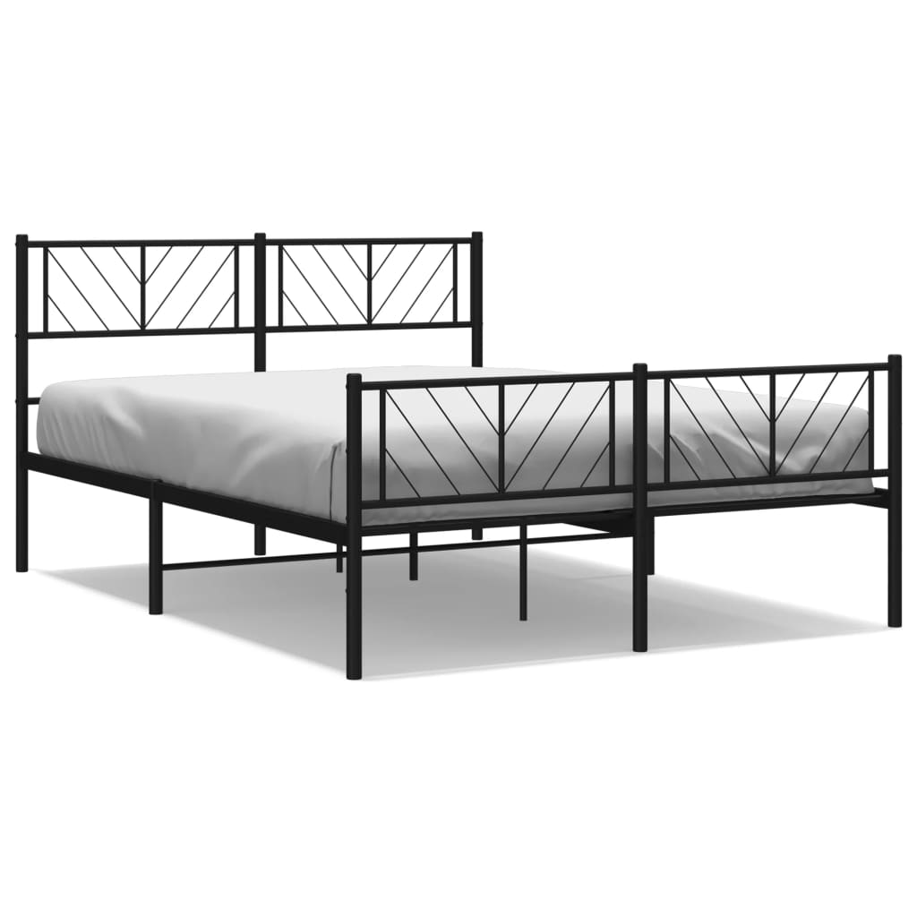 Bedframe met hoofd- en voeteneinde metaal zwart 140x190 cm – afbeelding 2