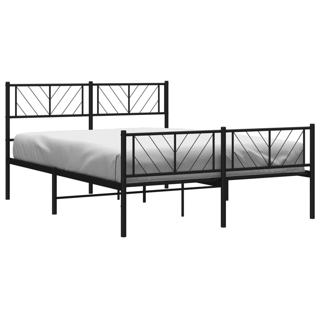 Bedframe met hoofd- en voeteneinde metaal zwart 140x190 cm – afbeelding 3