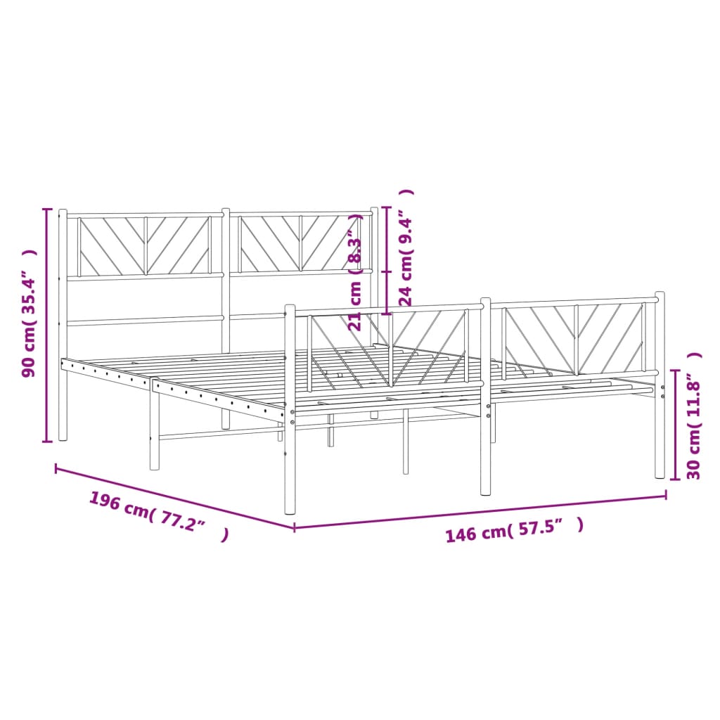 Bedframe met hoofd- en voeteneinde metaal zwart 140x190 cm – afbeelding 9