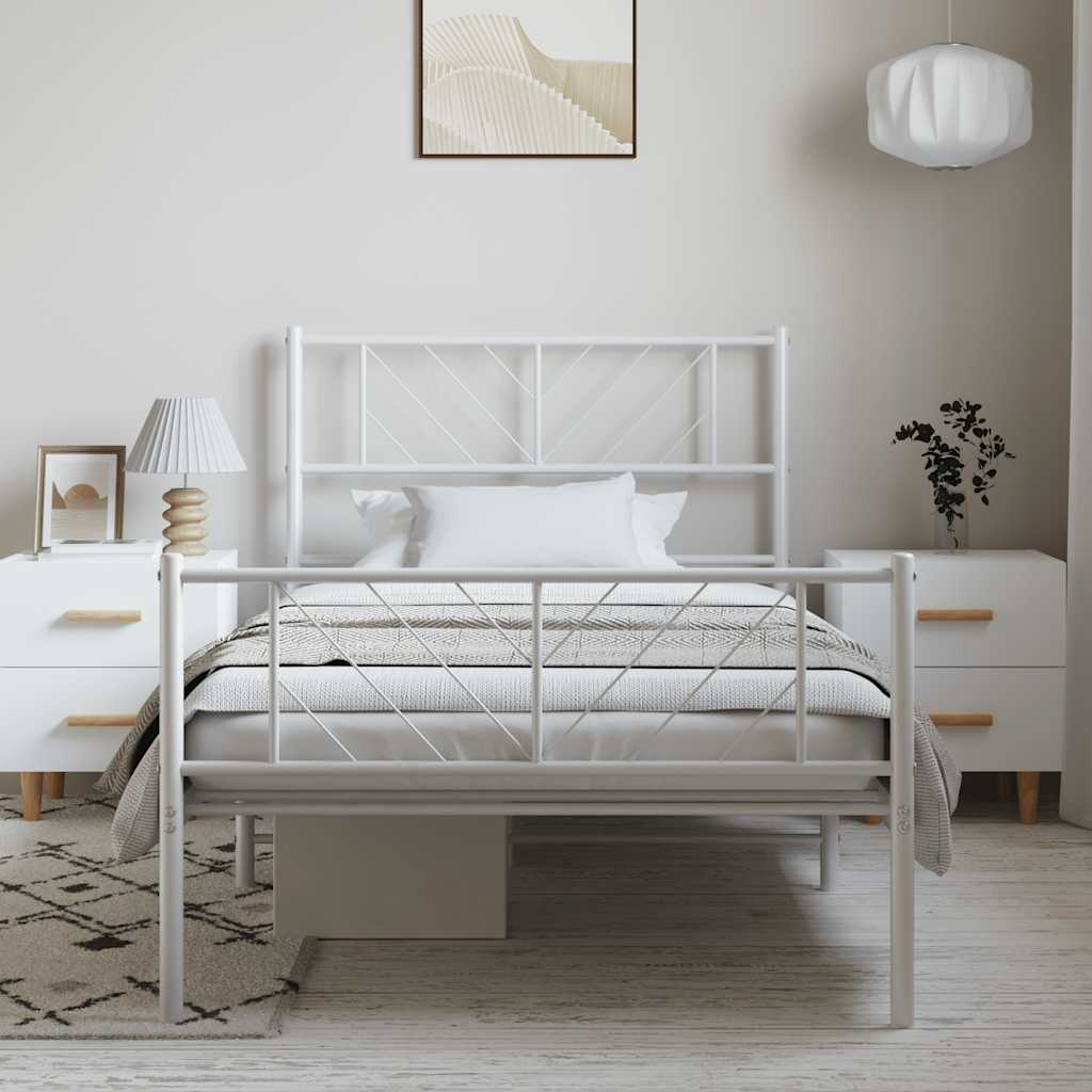 Bedframe met hoofd- en voeteneinde metaal wit 100x190 cm