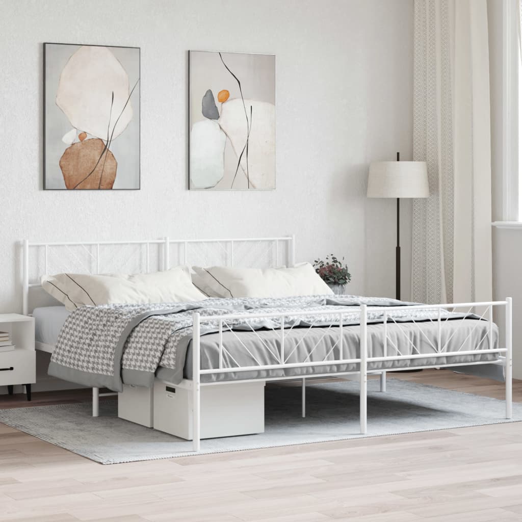 Bedframe met hoofd- en voeteneinde metaal wit 180x200 cm – afbeelding 1