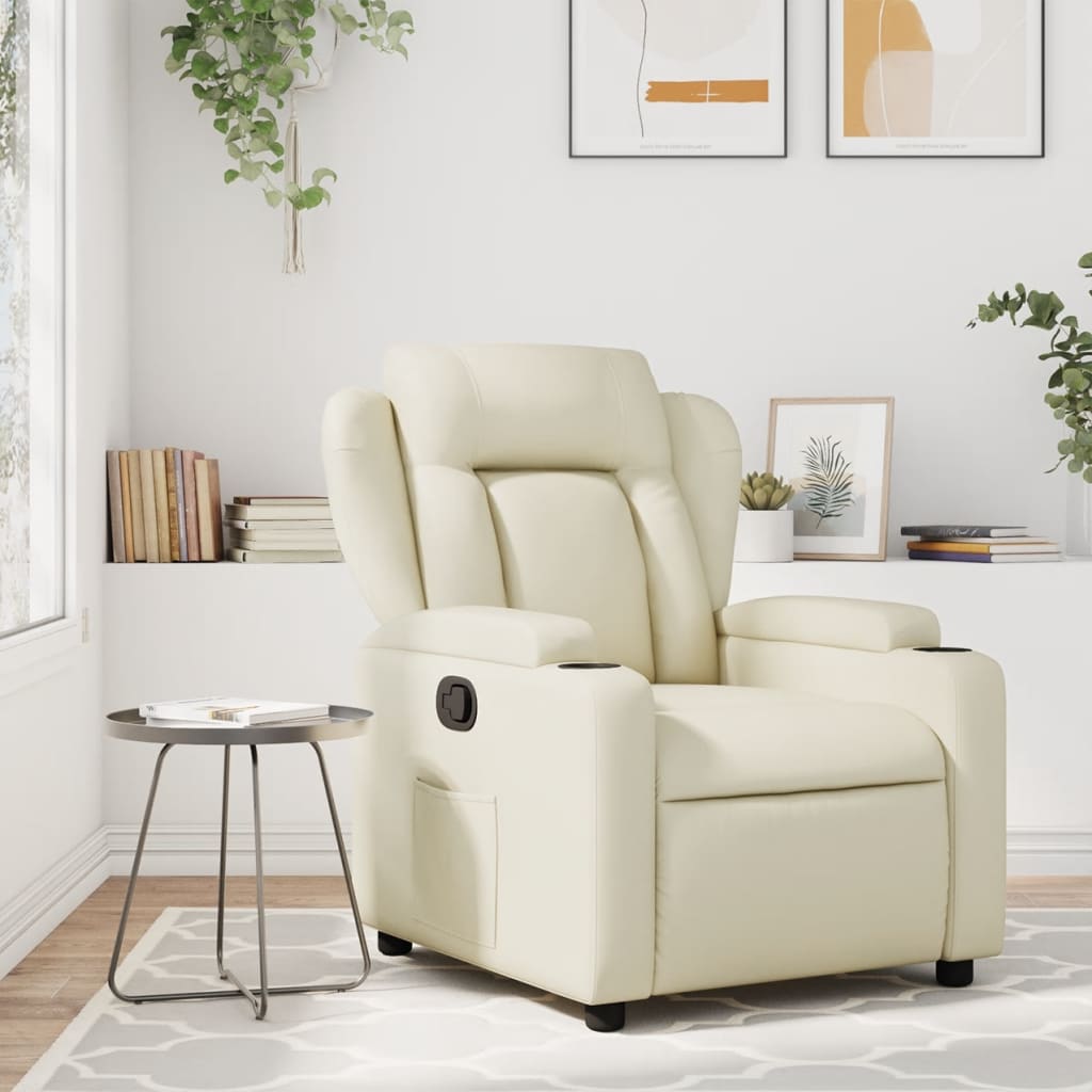 Fauteuil verstelbaar kunstleer crèmekleurig