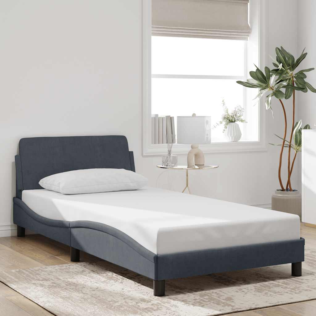 Bedframe "Dover" fluweel donkergrijs 100x190 cm – afbeelding 1