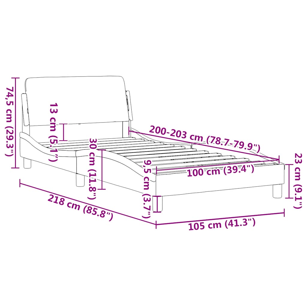 Bedframe "Dover" kunstleer zwart 100x203 cm – afbeelding 9