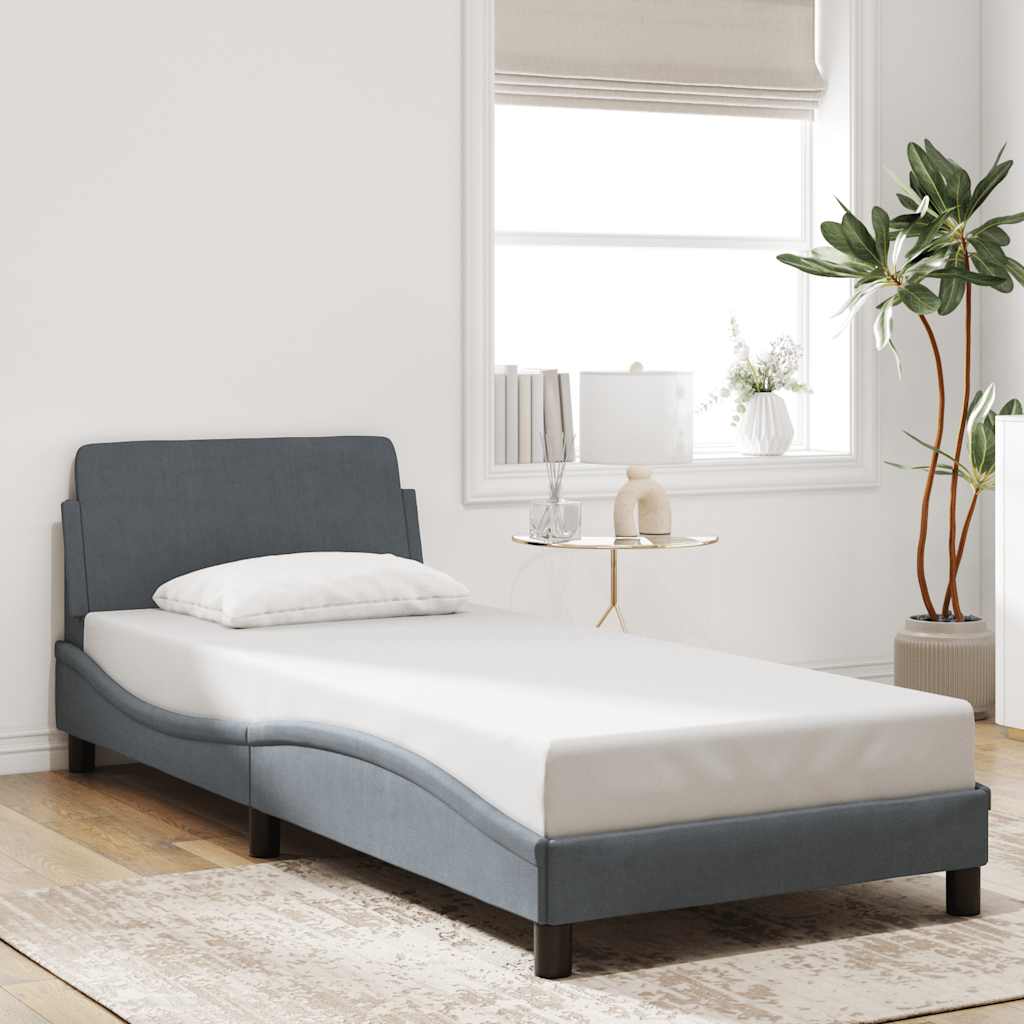 Bedframe Dover donkergrijs 90x190 cm fluweel – afbeelding 1