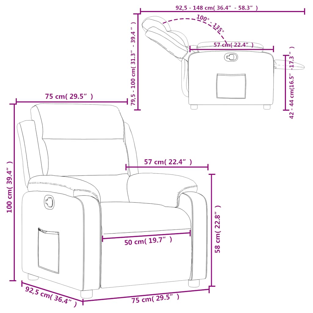 Fauteuil verstelbaar kunstleer rood – afbeelding 11