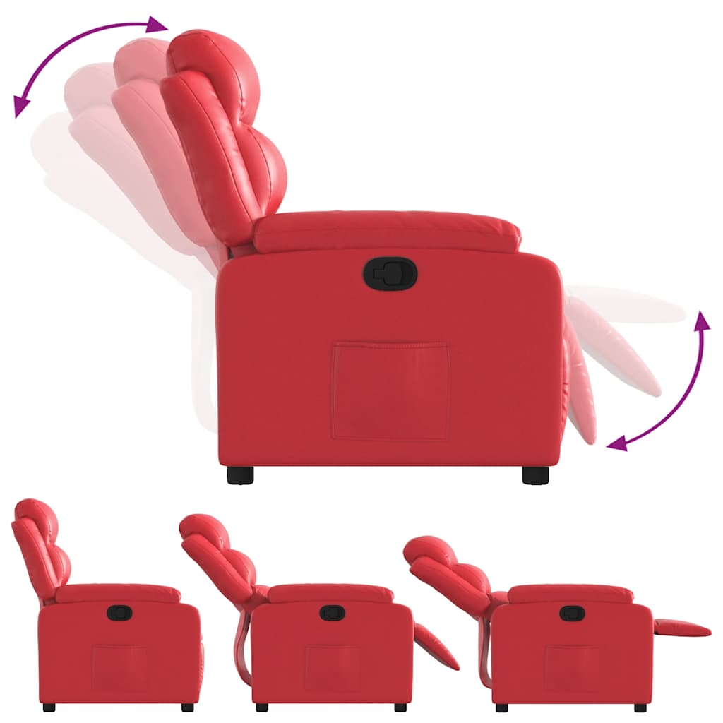 Fauteuil verstelbaar kunstleer rood – afbeelding 4