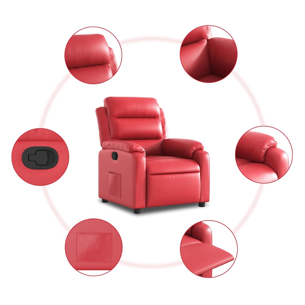 Fauteuil verstelbaar kunstleer rood – afbeelding 5