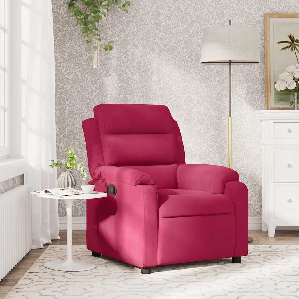 Fauteuil verstelbaar fluweel wijnrood