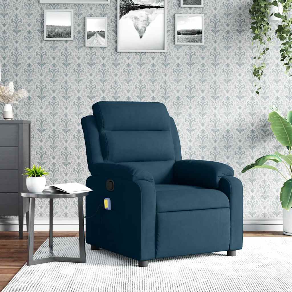 Massagestoel verstelbaar fluweel blauw