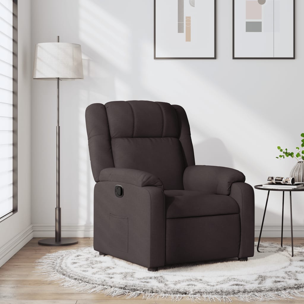 Fauteuil verstelbaar stof donkerbruin – afbeelding 1
