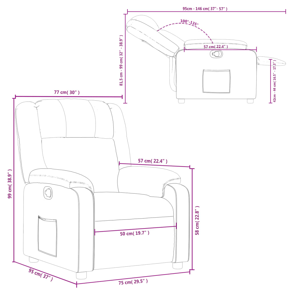 Fauteuil verstelbaar stof donkerbruin – afbeelding 11
